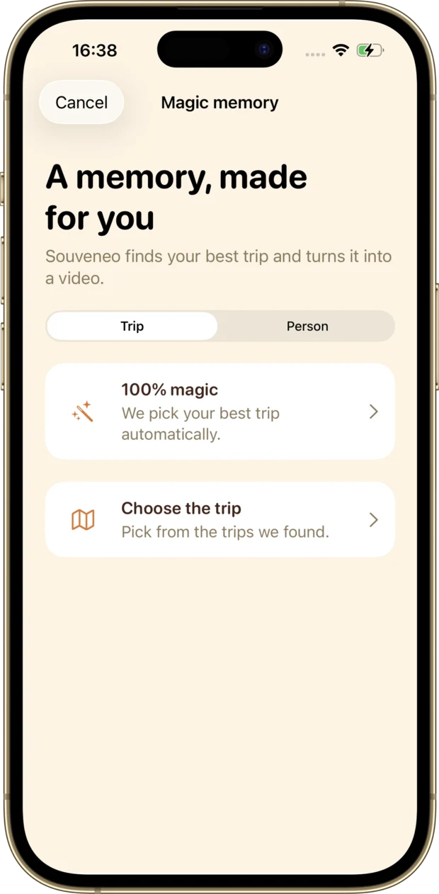 Screenshot der Souveneo App 4/9